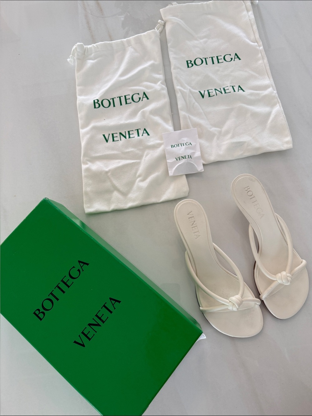Bottega Veneta White Knot-Detail Leather Mules
